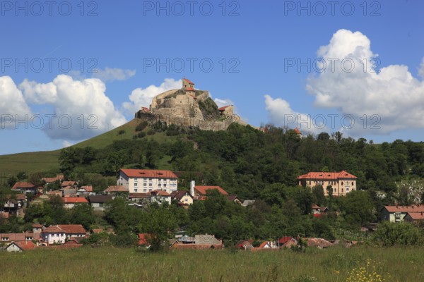 Romania, view of the houses and castle of Rupea, German Reps, Reps Castle, city in Brasov district in Transylvania