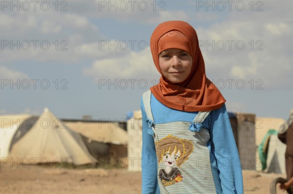 Atmeh Refugee Camp, Idlib, Syria. June 17th 2013. Internally displaced child Syrian refugees in the Atmeh refugee camp, Idlib province Syria
