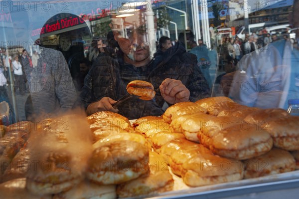 Istanbul, Turkey. November 30th 2019 The famous Turkish Islak or wet hamburger for sale in Taksim square, Istiklal Street, Istanbul, Turkey