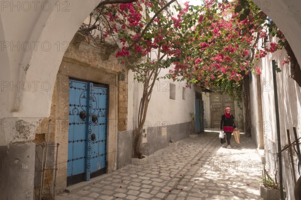 Tunis, Tunisia. 13th May 2024 A beautiful blue ornate door in the narrow streets of Tunis Medina, the historical Kasbah is a World Heritage Site and popular tourist destination in Tunisia on the Mediterranean coast