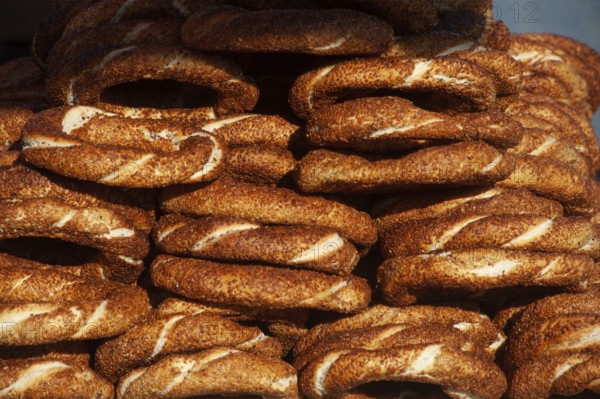 The sesame seed encrusted Simit, known as the Turkish bagel is sold from street carts all over Turkey