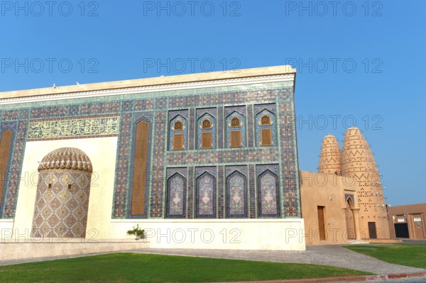 Doha, Qatar. September 20th 2019 Beautiful facade of the Katara Mosque and Pigeon Houses in the Cultural Village, Doha, Qatar
