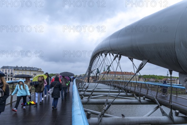 Father Bernatka wooden walkway, Modern Bridge over the Vistula River, Krakow, Poland