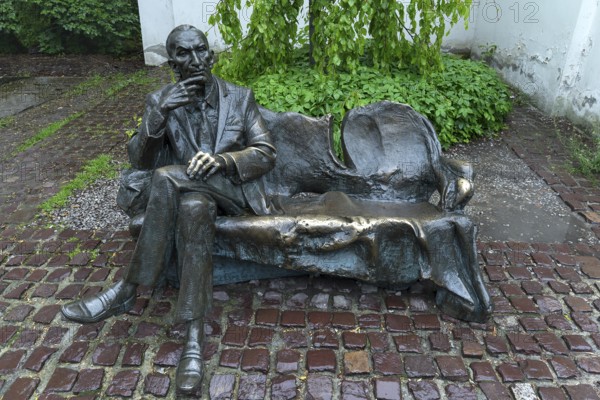 Bronze monument to Jan Karski, Polish officer, 1914-2000, important witness to the Holocaust, Krakow Poland