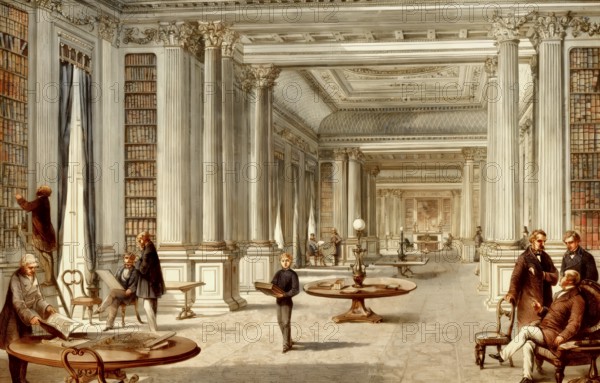 The library of the Reform Club, 19th century, Pall Mall, City of Westminster, London, England, United Kingdom