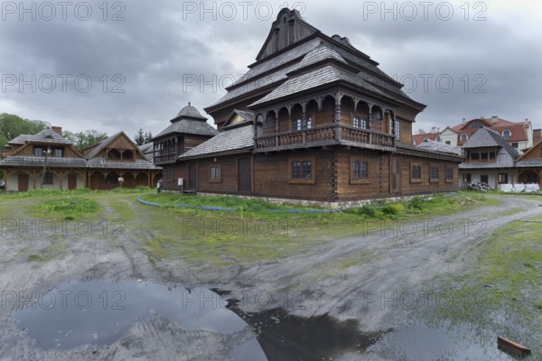 Wooden synagogue, reconstruction of a former Jewish shtetl, Bilgoraj, Poland