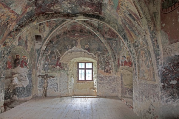 Interior frescoes of the chapel in the fortified church of Honigberg, Harman, Burzenland in Transylvania, Romania