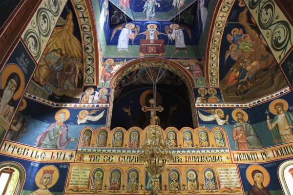 Freken in the interior, Sfantul Ilie Paltinul monastery, Holy Prophet Elias Paltinul monastery, Manastirea Sfântul Prooroc Ilie, a Romanian Orthodox monastery near Piscul Negru right on the famous Transfagarasan high road in Romania