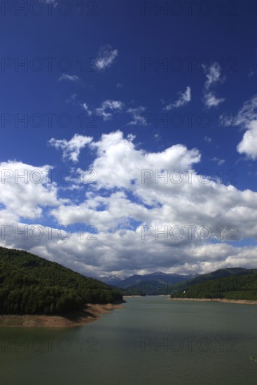 Lake Vidraru, Lacul Vidraru, an artificial reservoir in the Arges Valley in the Fagaras Mountains, South Carpathians, Romania