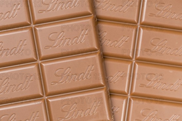 Lindt chocolate Swiss chocolate bar chocolate background with logo in Stuttgart, Germany