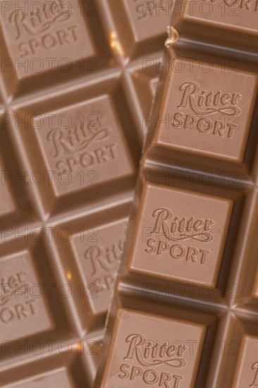 Ritter Sport chocolate close-up chocolate bar chocolate background with logo in Stuttgart, Germany