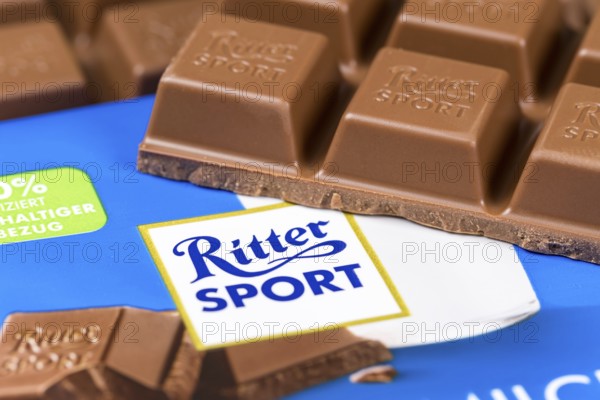 Ritter Sport chocolate whole milk chocolate bar chocolates with logo in Stuttgart, Germany