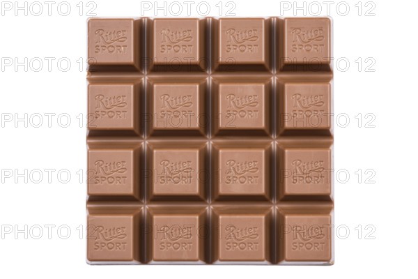 Ritter Sport chocolate bar chocolates set against a white background in Stuttgart, Germany