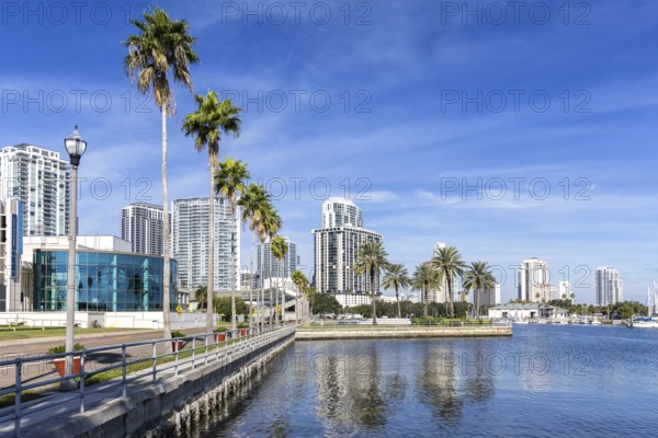 Saint Petersburg Florida Promenade on Tampa Bay with Skyline in Downtown St Petersburg, USA