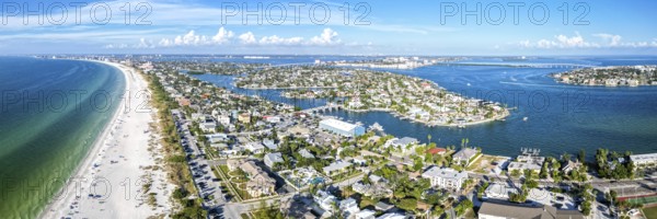 St. Pete Beach near Saint Petersburg Florida beach and sea panorama from above Aerial view in St Pete Beach, USA