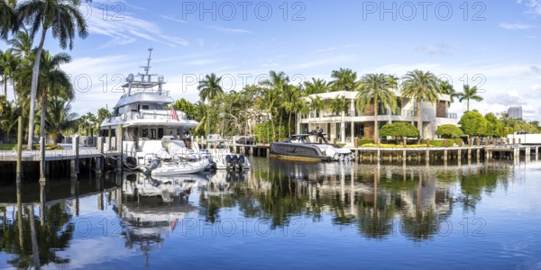 Fort Lauderdale Florida yachts and villas luxury wealth on Las Olas Blvd Panorama in Fort Lauderdale, USA