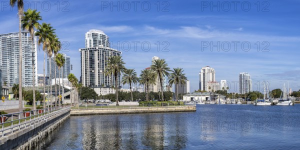 Saint Petersburg Florida Promenade on Tampa Bay with Skyline Panorama in Downtown St. Petersburg, USA