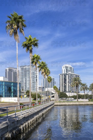 Saint Petersburg Florida Promenade on Tampa Bay with Skyline in Downtown St Petersburg, USA