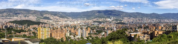 Medellin panoramic skyline view from Calasanz of skyscrapers with the city center in Medellín, Colombia