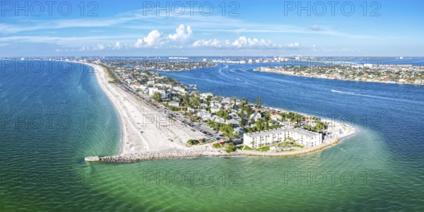 St. Pete Beach near Saint Petersburg Florida Pass-a-Cricket Beach beach and sea panorama from above Aerial view in St Pete Beach, USA