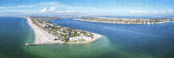 St. Pete Beach near Saint Petersburg Florida Panorama Pass-a-Cricket Beach beach and sea from above Aerial view in St Pete Beach, USA
