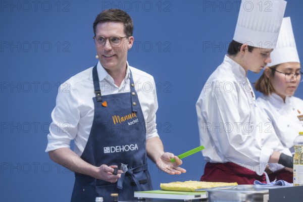 Manuel is cooking! at Intergastra in Stuttgart. DEHOGA Baden-Württemberg event with Manuel Hagel, the CDU's top candidate for the post of Minister-President. Baden-Württemberg will elect a new state parliament on March 5, 2026. INTERGASTRA, leading trade fair for the hotel and catering industry. Stuttgart, Baden-Württemberg, Germany