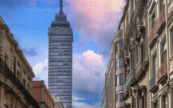 Mexico City Landmark tower Torre Latinoamericana near the Alameda Central Park and Zocalo historic center