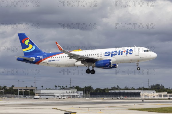 An Airbus A320 Spirit Airlines aircraft with the license plate N631NK at Miami airport, USA
