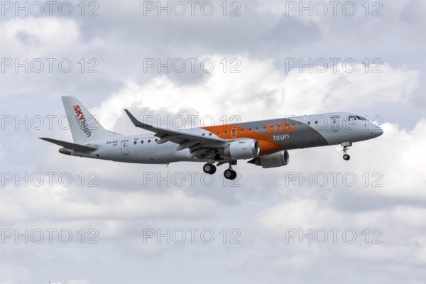 An Embraer 190 Sky High Dominicana aircraft with license plate P4-KCI at Miami airport, USA
