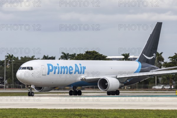 A Boeing 767-300ER (BDSF) aircraft of Amazon Prime Air with the registration number N1997A at Miami Airport, USA