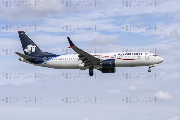 An AeroMexico Boeing 737-8 MAX aircraft with the license plate N173AM at Miami airport, USA