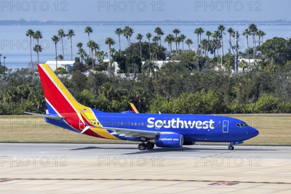 A Southwest Airlines Boeing 737-700 aircraft with the license plate N287WN at Tampa airport, USA