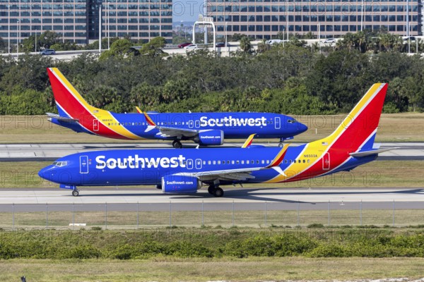 Southwest Airlines Boeing 737 aircraft with license plate N8503A at Tampa airport, USA