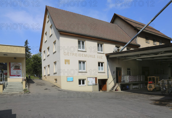 Luz flour mill, building, left mill shop, crafts, Münsingen-Buttenhausen, Swabian Alb, Baden-Württemberg, Germany