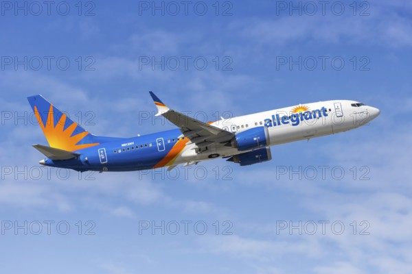 An Allegiant Air Boeing 737-8-200 MAX aircraft with license plate N812NV at Fort Lauderdale airport, USA