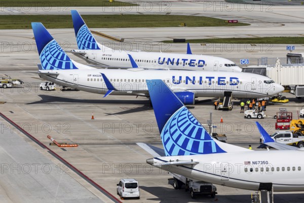 United Airlines Boeing 737 aircraft at Fort Lauderdale Airport, United States