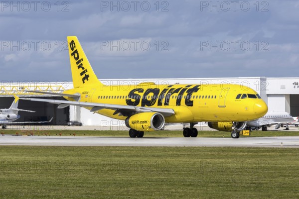 An Airbus A320 Spirit Airlines aircraft with license plate N605NK at Fort Lauderdale airport, USA