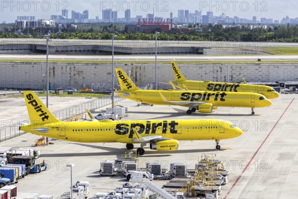 Airbus A321 Spirit Airlines aircraft with license plate N671NK at Fort Lauderdale airport, USA