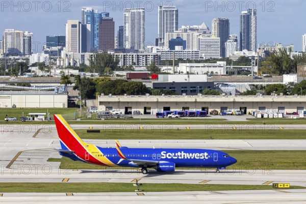 A Southwest Airlines Boeing 737-800 aircraft with license plate N8609A at Fort Lauderdale airport, United States
