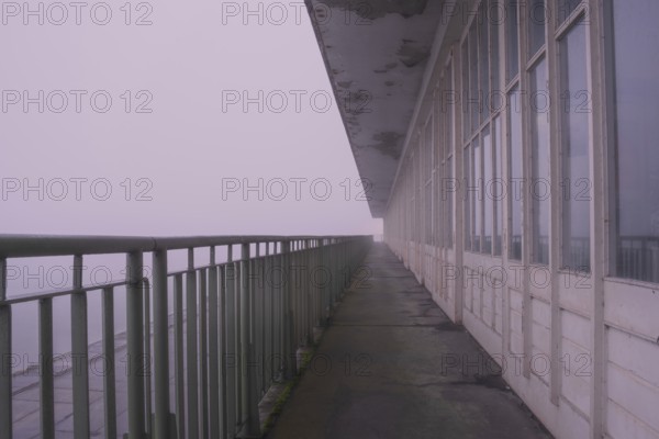 View along a long balcony of Steubenhöft, Cuxhaven, Lower Saxony, Germany