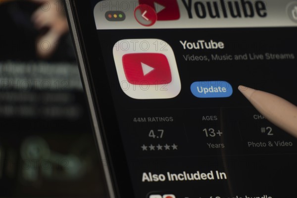 Dhaka, Bangladesh- 24 Oct 2025: A iPad screen displaying the youtube app on App store