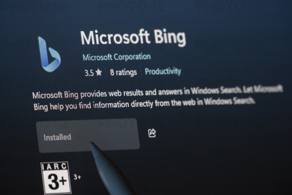 Dhaka, Bangladesh- 19 Sep 2025: A close-up of the Microsoft Bing app from the Microsoft Store is shown on a laptop screen