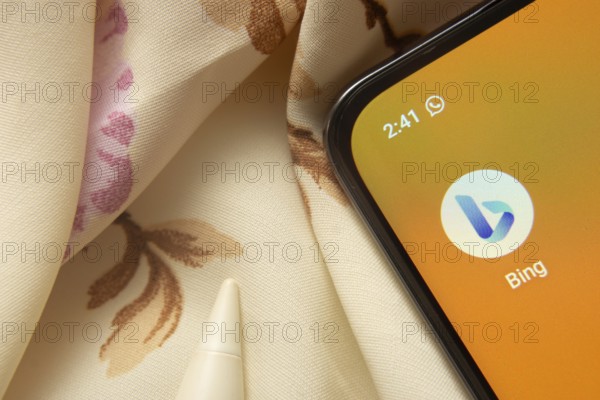 Dhaka, Bangladesh- 07 May 2025: Microsoft Bing app icon is seen on smartphone