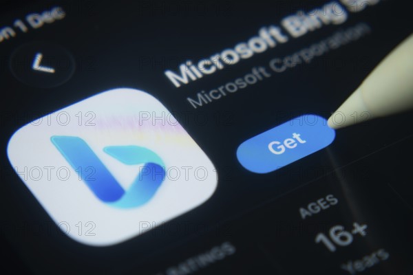 Dhaka, Bangladesh- 01 Dec 2025: A close-up of the Microsoft Bing app icon in the App Store on an iPad screen