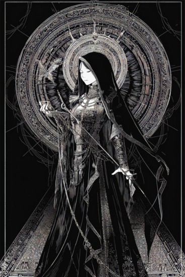 Modern representation of tarot card The High Priestess symbolizing desirability, mystery, sensuality, spirituality, intuition, creativity, fertility, AI generated