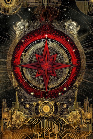 Modern representation of tarot card The Star symbolizing hope, inspiration, calm, renewal, serenity, spirituality, AI generated