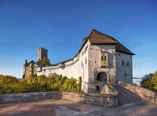 The Wartburg with drawbridge in autumn, UNESCO World Heritage Site, Eisenach, Thuringia, Germany