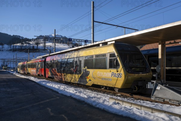 Golden Pass Express passenger train, Zweisimmen, Switzerland