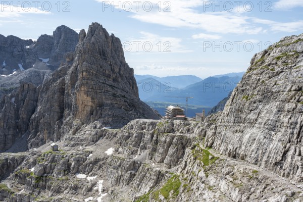 Rifugio Tommaso Pedrotti, in the Brenta Mountains, Brenta-Adamello Natural Park, Trentino, Italy