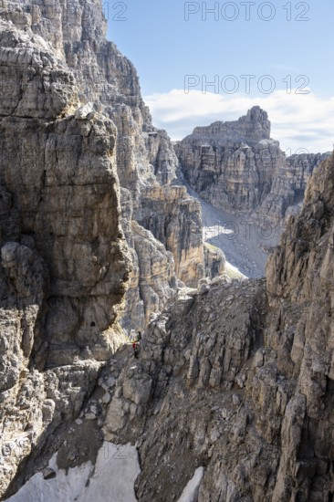 Bocchette Centrale band trail, via ferrata in the Brenta Mountains, Parco Naturale Brenta-Adamello, Trentino, Italy